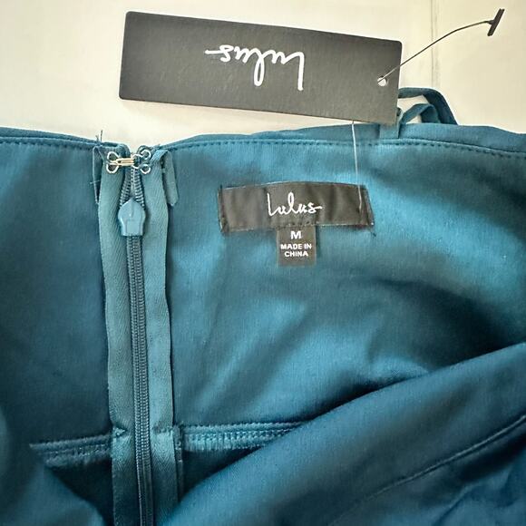 Lulus Sensational Charmer Teal Blue Pleated Sleeveless Maxi Dress Wedding Size M - Picture 12 of 16